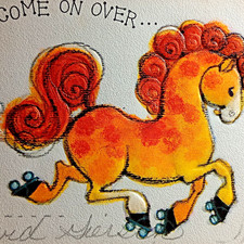vtg Hallmark Embossed Greeting Card Pony/Horse 