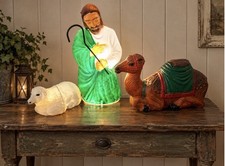 Vintage General Foam Nativity Blow Mold 3 Piece Lot Shepherd Camel Sheep Yard  picture