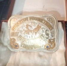 VINTAGE 1997 WESTERN TROPHY BELT BUCKLE HIGH POINT CHAMPION STEER COWBOY RODEO picture