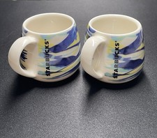 Starbucks 2016 Limited 3 oz Set of Espresso Cups. Watercolor Waves. New No Boxes picture
