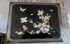 Antique Vintage Japanese Lacquer Photo Album MOP Mother of Pearl Silk Pages ASIS picture