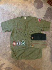 Vintage BSA Boy Scouts Of America Uniform Lot. Patches. Staff Shirt. Hats. 1940s picture