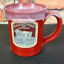 Deneen Pottery Red Ceramic Pleasant St. Inn Prescott, AZ Pot Belly Mug EXCELLNT picture