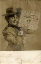 UMC Union Metallic Cartridge Nitro Club Advert. Girl 1905 Remington RPPC COPY picture