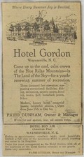 Vintage 1925 HOTEL GORDON Waynesville, North Carolina Newspaper Print Ad picture