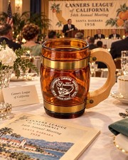 1958 Siesta Ware Canners League California Centennial Amber Mug Santa Barbara CA picture