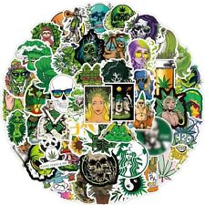 50pcs  GREEN WEED PLANTS GRAFFITI STICKERS, GREAT SET, Laptop-Water Bottle-Phone picture