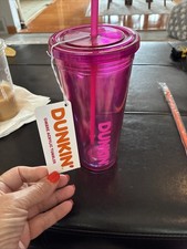 NEW 2025 Dunkin Summer Cup PINK Ombre Acrylic Tumbler Coffee Tea picture
