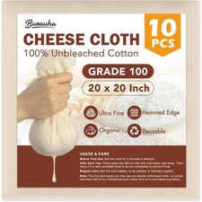 10 PCS Cheesecloth, 20x20 Inch – 100% Unbleached Cotton, Large, Natural Beige picture
