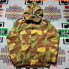Vtg 60s Italian Army Paratrooper Field Jacket Camouflage DPM Camo Large Hooded picture