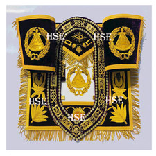 NEW FULLY HAND EMBROIDERY GRAND MASTER APRON WITH COLLAR & CUFFS PURPLE-HSE picture