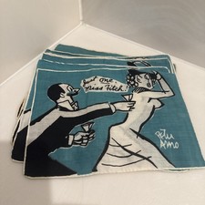 Set of 5 Vintage 1940’s-1950’s Madeira Linen Cocktail Recipe Napkins picture