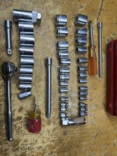 Vintage Sears Forged Alloy Japan Socket Set Ratchet Extensions SAE Metric Tools picture