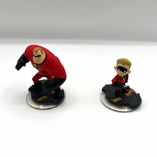 Disney Infinity Pixar The Incredibles Mr. Incredible & Dash Figurines w/ Bases picture