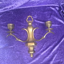 Vintage Pair Solid Brass Wall Candle Sconces Made in India 14