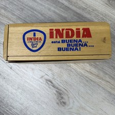 Vintage India Cerveza Beer Puerto Rico Dominoes Set In Wood Box W/ Packaging picture