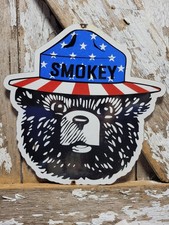 VINTAGE SMOKEY BEAR PORCELAIN SIGN OLD US FOREST SERVICE NATIONAL PARK CABINS picture
