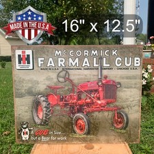 Vintage IH McCormick Farmall Cub Tractor Tin Metal Sign Wall Garage Classic picture