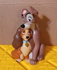 VINTAGE DISNEY LADY AND THE TRAMP CON PIGGY BANK DOGS PLASTIC w/ STOPPER picture