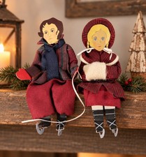 Vintage 1986 Edna Oar Young Shadowdancer Ice Skating Shelf Sitters Pair Signed picture
