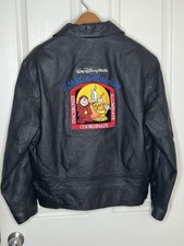 Vintage Disney World Leather Bomber Jacket Extremely Rare 90’s Imagineers Sz M picture