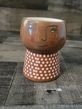Opalhouse Target Boho Face Planter Ceramic Vase Folk Art Head Pot Brown picture