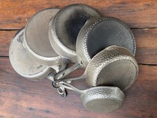 Wagner Ware Cast Iron Matching Hammered Skillet Set In HTF Nickel Finish picture