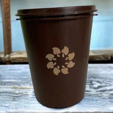 Vintage Tupperware Small Brown Servalier Container 6in #811-13 W/ Lid Nostalgia picture