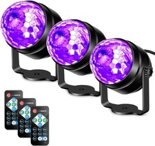 Litake UV Black Light 3 Pack Sound Activated Party Light with Remote LED Disco picture