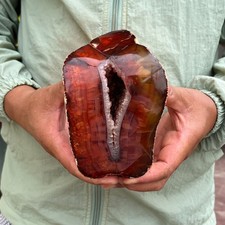 3.31LB Rare Natural Red Agate Geode Carnelian Druzy Crystal Mineral Specimen picture