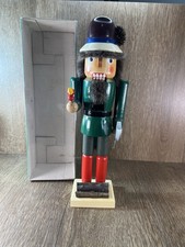 Vintage Wooden Lumberjack Nutcracker Holding A Axe & Bird picture