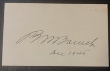 BERNARD M. BARUCH American Financier and Statesman Autographed Index Card *RARE* picture