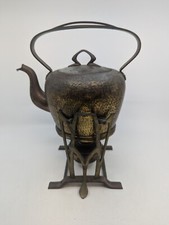 Vintage GBN Gebruder Bing, Nurnberg Tilting Copper Tea Kettle with Brass Stand picture