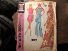 McCall's 2892 Halter Neck Maxi & Mini Dress or Top & Pants Sz 10 CUT COMPLETE picture