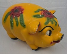 Vintage 1960s 70s Mexico Jumbo Chalkware Piggy Bank 24