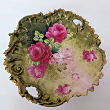 PT Germany Hand-Paint Porcelain Number 4946 Bowl Plate Gold Rose Floral Antique picture