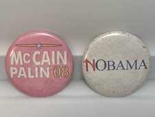 John McCain Palin NOBAMA Presidential Election Political Pinback Button Lot of 2 picture