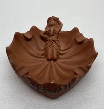 Rare 1998 KC Hawaii Hula Girl Ashtray Seashell Design Pottery Clay Kaneohe 17 picture