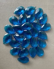 24 Vintage Italian Turquoise Glass Chandelier Prisms 2” picture