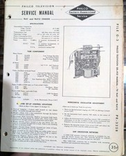 Philco Vintage 1958 Television 9L341  Data Sheet Service Manual  picture