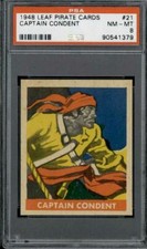 1948 Leaf Pirate Cards #21 Captain Condent PSA 8 picture