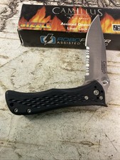 Camillus Sizzle Black Synthetic Serated Lockback AUS8 Pocket Knife NIB TB13  picture