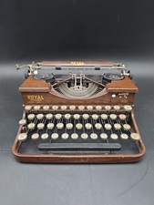 Antique 1920's Royal Portable Typewriter Wood Grain Metal Body Glass Keys picture