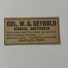 Col WC Seybold General Auctioneer Live Stock Harvard NE 1912 Clipping TAJ5-S17 picture