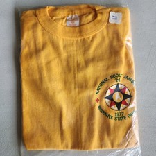 NOS Vintage Boy Scouts BSA Short Sleeve Youth Small 10-12 1977 T-shirt Yellow picture