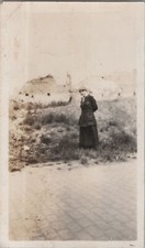 WW1 Tourist 1919 Belgium WWI Ruins Woman 2.5x4 Original Photo picture