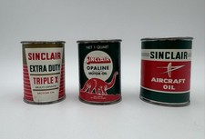 Lot of 3 Sinclair Oil Can Banks, Extra Duty Triple X, Aircraft Oil, Opaline. EXC picture
