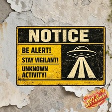 Retro UFO Alien Metal Sign Vintage Space Wall Decor Tin Plaque picture