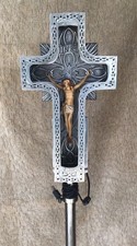 1920/30s Art Deco Funeral Home Cast Aluminum Neon INRI Crucifix picture