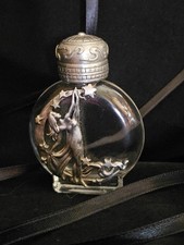 VINTAGE JJ JONETTE REACH FOR STARS FAIRY PEWTER GLASS PERFUME BOTTLE picture